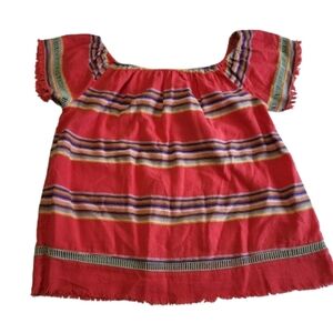 dRA x Anthropologie Striped Off The Shoulder Boho Shirt Top Cotton Bright Medium